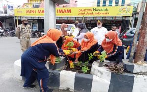 Ketua TP PKK Kabupaten Asahan Tanam Bunga di Sepanjang Jalan Kota Kisaran