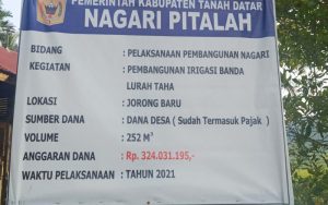 Suharmi Walinagari Pitalah Bungkam, Pembangunan Irigasi Diduga Mark Up