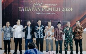 Sekda Ciamis dan KPU Kabupaten Ciamis Ikuti Peluncuran Tahapan Pemilu 2024