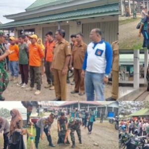 Perangi DBD TNI Polri Bersih Bersih Sampah Pasar Minggu Koto Jaya Mukomuko