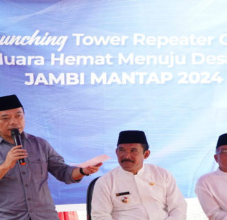 Gubernur Al Haris  Secara Langsung Launching Repeater GSM Desa Muaro Hemat