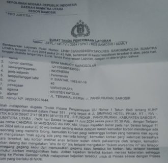 Pasal 184 KUHAP Terpenuhi, Penetapan Tersangka Penganiayaan Tidak Kunjung Dilakukan Polres Samosir 