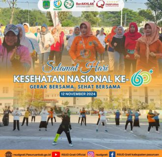 Peringati HKN ke 60 tahun 2024, RSUD Grati Kabupaten Pasuruan Lakukan Gerak Bersama Sehat Bersama