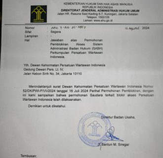 Surat AHU PWI Diblokir, Hendry Ch. Bangun Tidak Punya Legal Standing