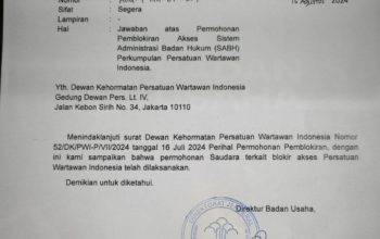 Surat AHU PWI Diblokir, Hendry Ch. Bangun Tidak Punya Legal Standing